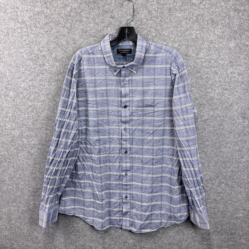 Banana Republic Mens XL Plaid Soft Wash Standard Fit Cotton Button Down Shirt